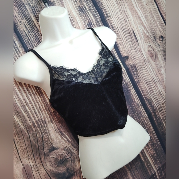 Cider women's crushed velvet lace corset bandeau top (NWOT) size XS - Picture 3 of 4